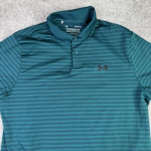 Under Armour Shirt Men’s Medium Green Striped Short Sleeve The Performance Polo